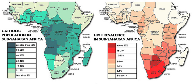 Ditribucin de catlicos y SIDA en frica